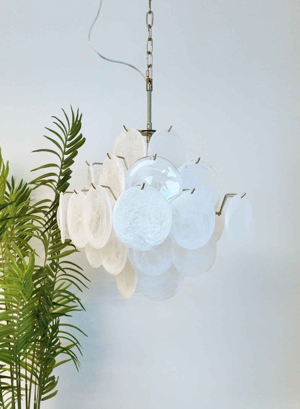 Isadora Murano Glass White Disc Chandelier
