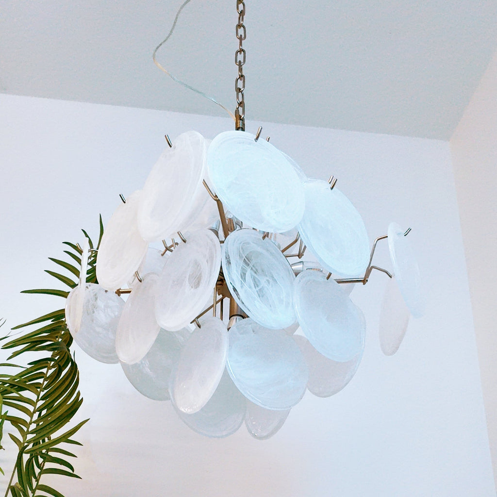 Isadora Murano Glass White Disc Chandelier