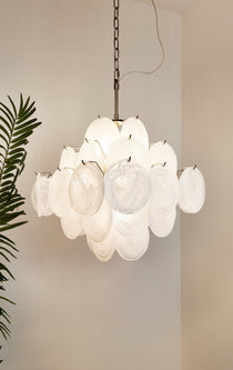 Isadora Murano Glass White Disc Chandelier