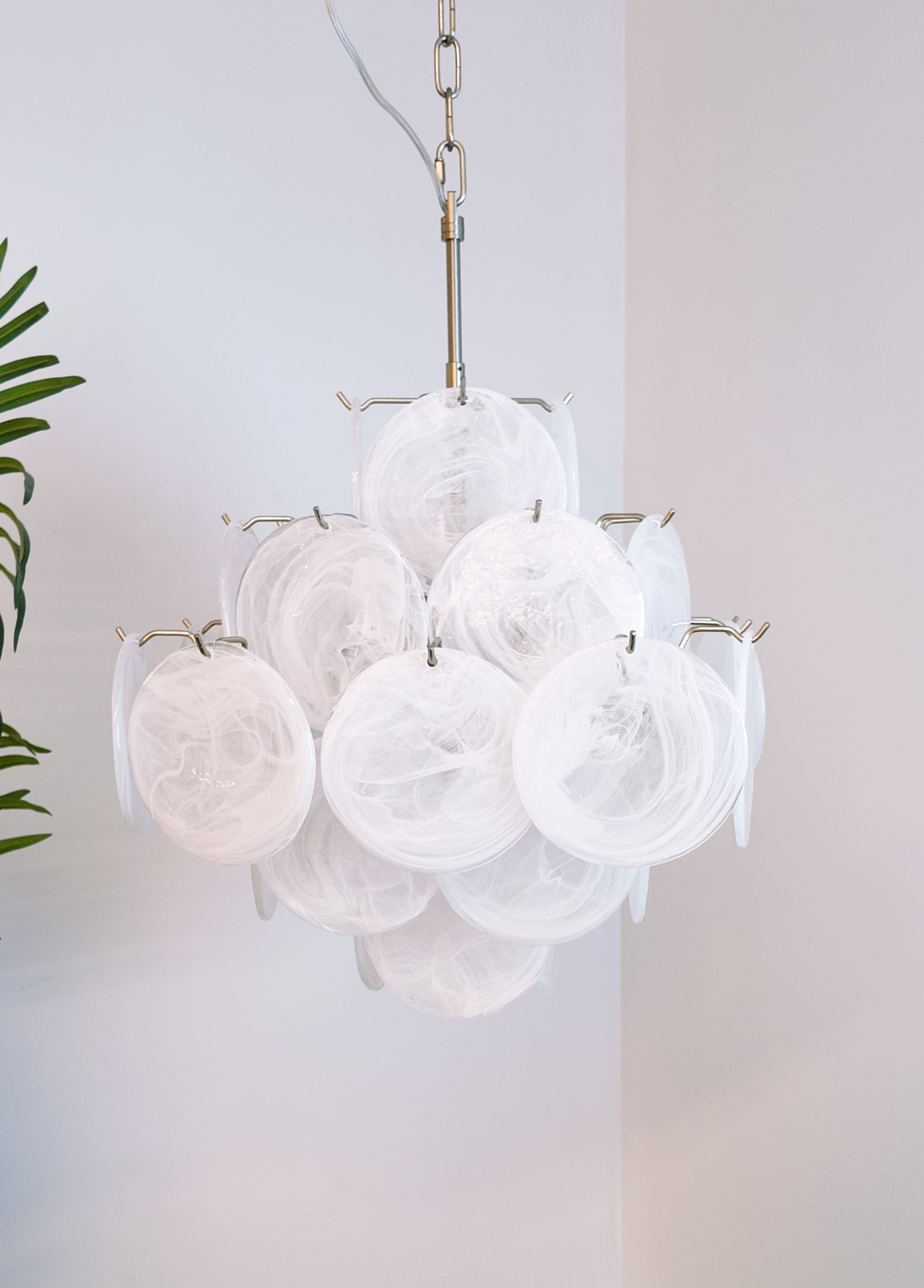 Isadora Murano Glass White Disc Chandelier