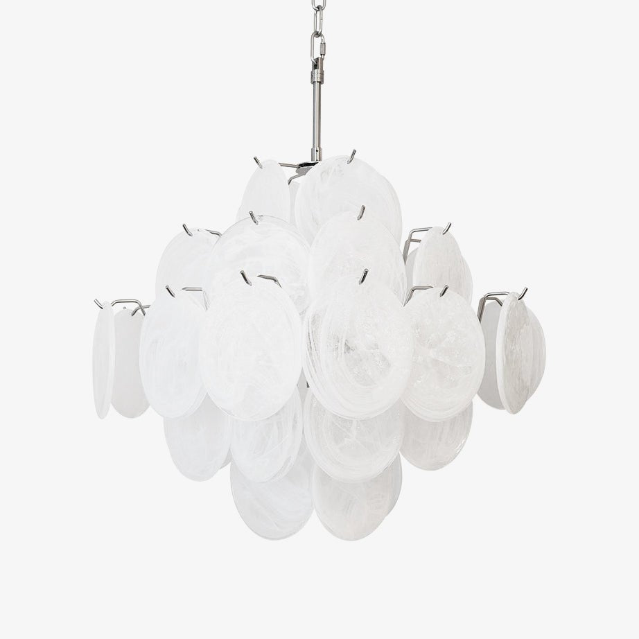 Isadora Murano Glass White Disc Chandelier