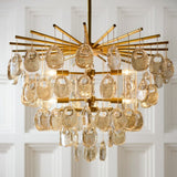 Modern Cascading Amber Glass Drop Chandelier - CasaraHouse