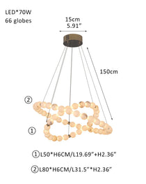 Modern Pearl Alabaster Necklace Circle Triple Chandelier with Dia 60+80+100cm