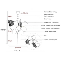Glass Chandelier Italian Light Luxury Light Fixture for Dining Room/Living Room