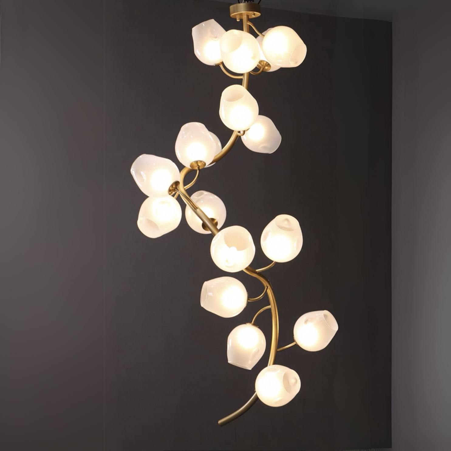 Artistic Glass Lampshade Chandelier with Branches Design for High Ceilings Secondary image