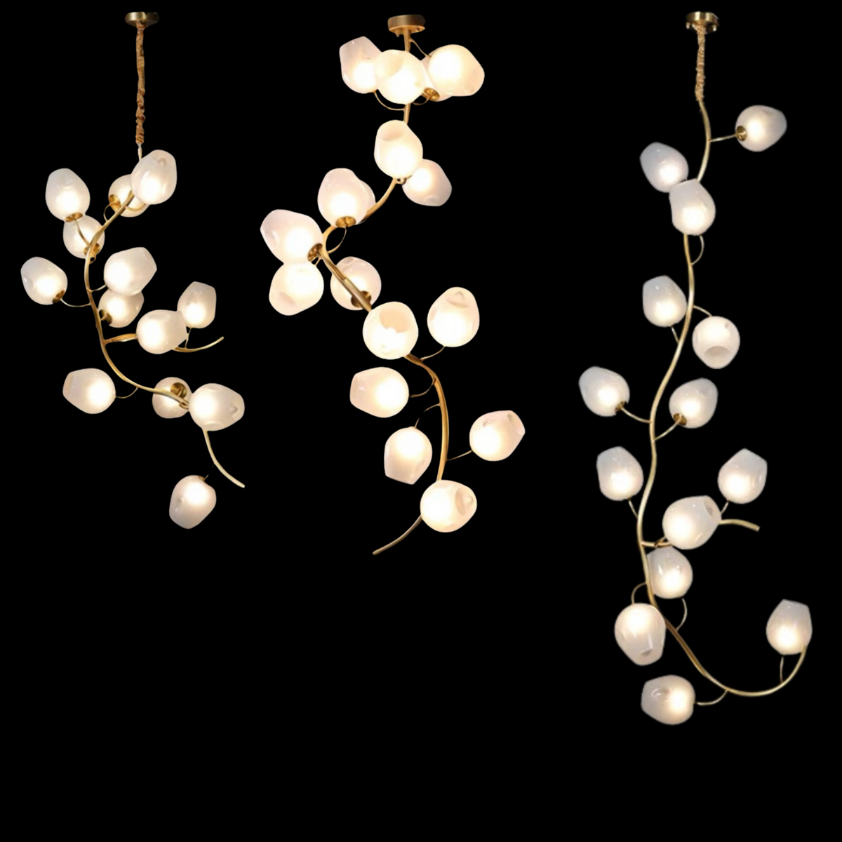 Artistic Glass Lampshade Chandelier with Branches Design for High Ceilings Main image