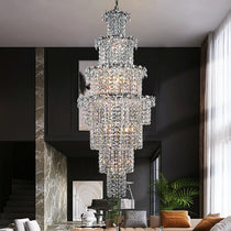 Large Multi-pieces Crystal Chandelier Stylish Ceiling Light Fixture For Foyer Living Room Staircase