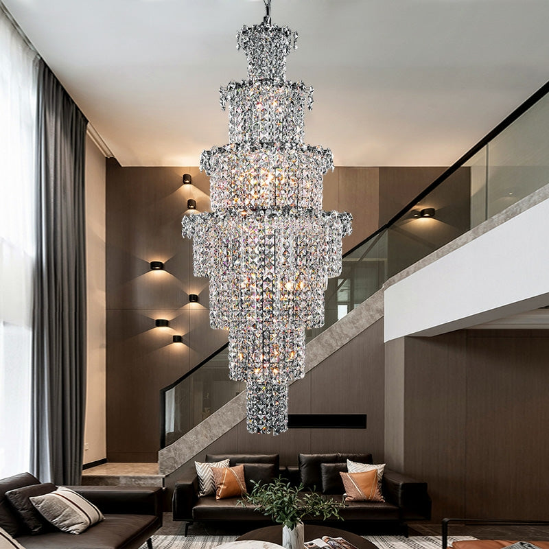 Large Multi-pieces Crystal Chandelier Stylish Ceiling Light Fixture For Foyer Living Room Staircase Main image