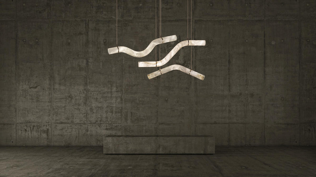 Glacera Simplicity Alabaster Curved Chandelier