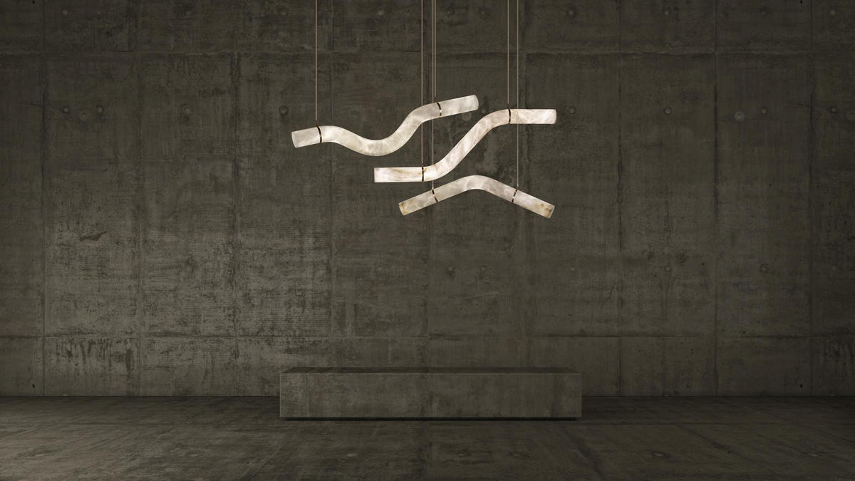 Glacera Simplicity Alabaster Curved Chandelier