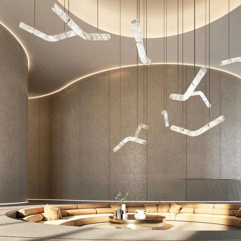 Glacera Simplicity Alabaster Curved Chandelier