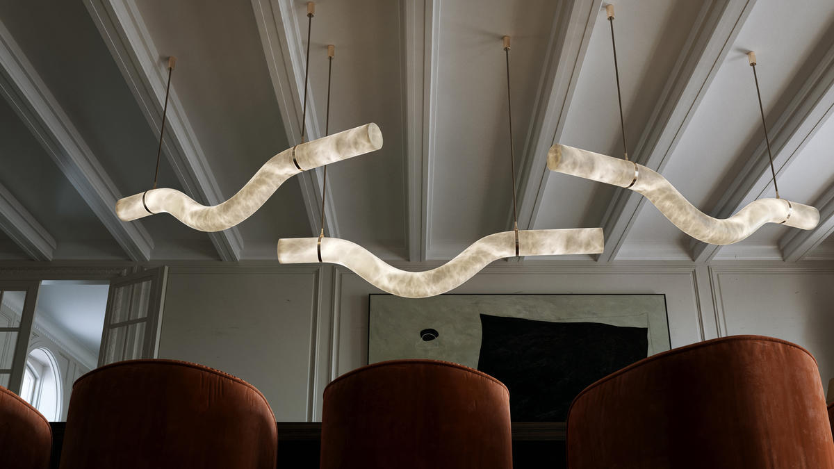Glacera Simplicity Alabaster Curved Chandelier