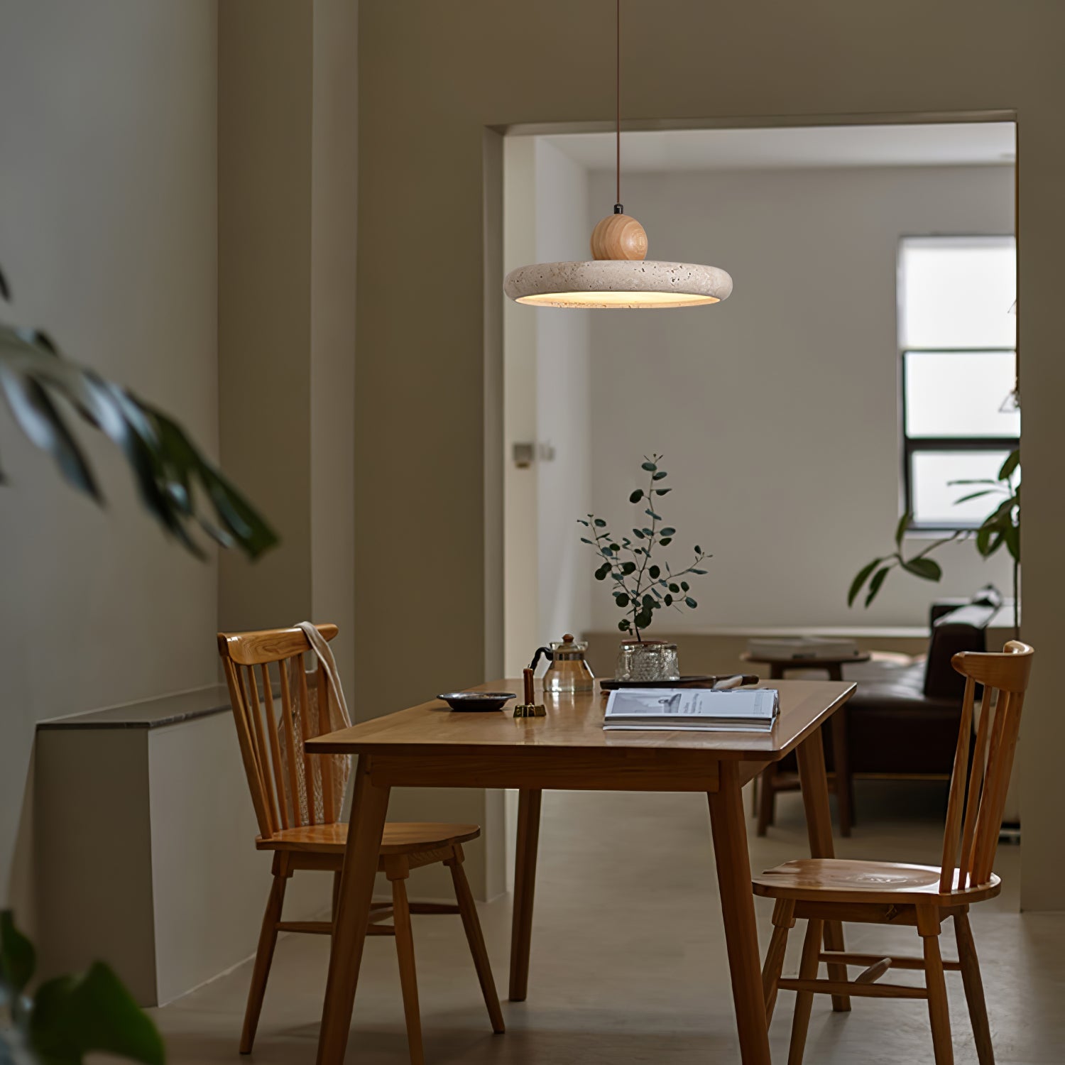 Lorea Travertine Stone Pendant Light - CasaraHouse