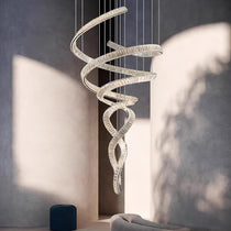 Tall Twisting Glass Staircase Chandelier - CasaraHouse