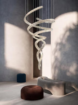 Tall Twisting Glass Staircase Chandelier - CasaraHouse