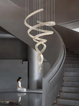 Tall Twisting Glass Staircase Chandelier - CasaraHouse