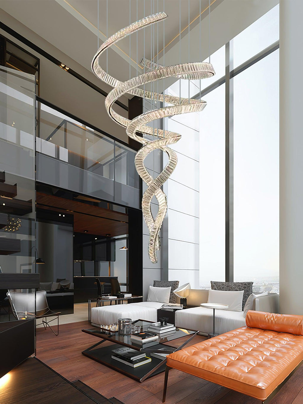 Tall Twisting Glass Staircase Chandelier - CasaraHouse