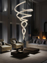 Tall Twisting Glass Staircase Chandelier - CasaraHouse
