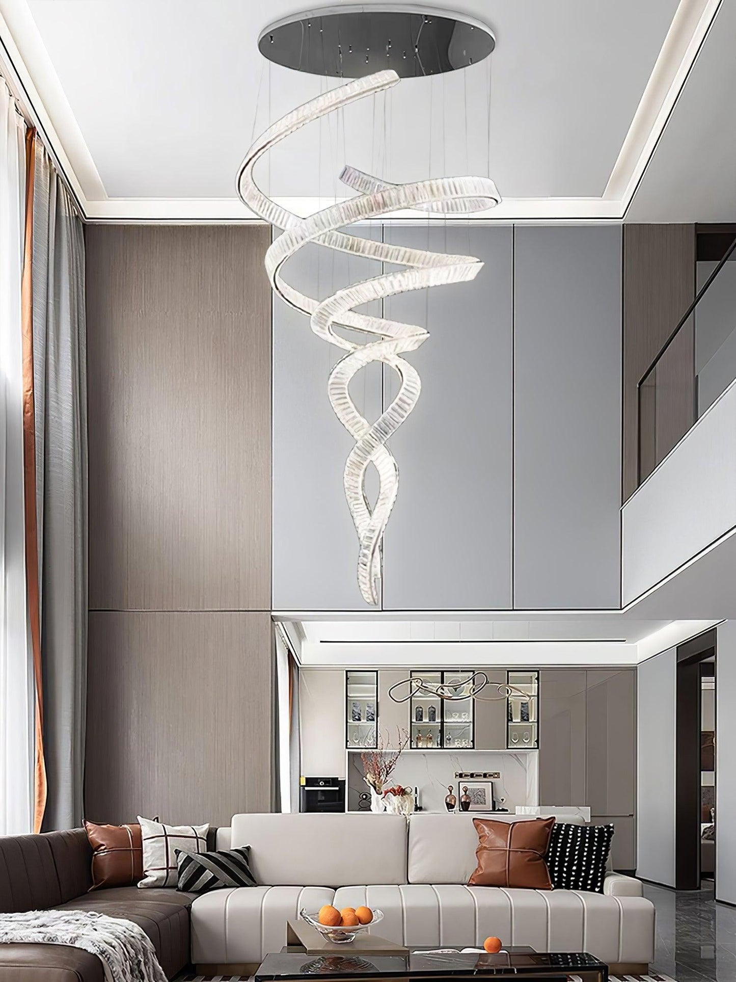Tall Twisting Glass Staircase Chandelier - CasaraHouse