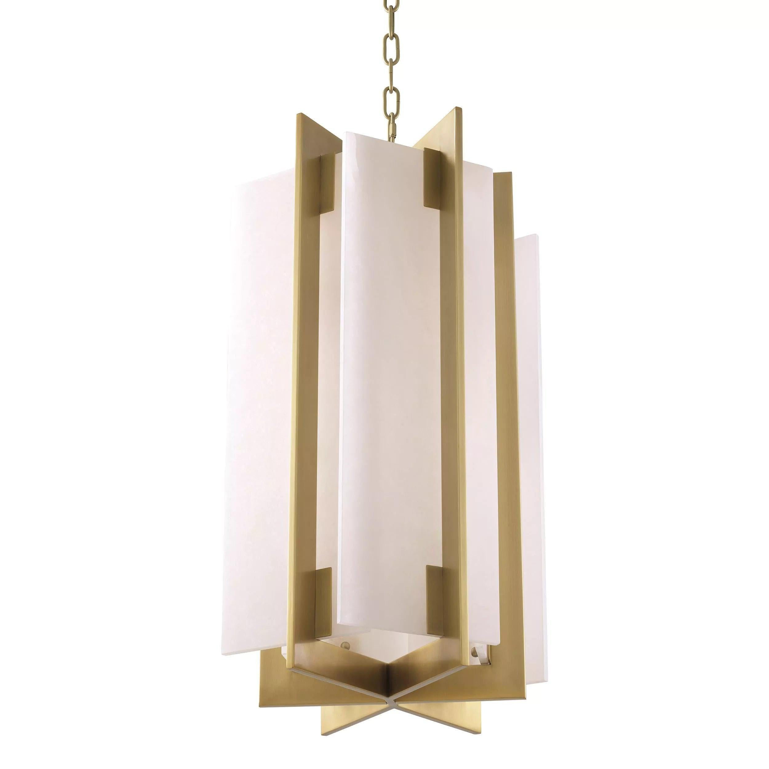 Lugano Modern Brass Alabaster Chandelier - (Antique Brass Finish | Alabaster)