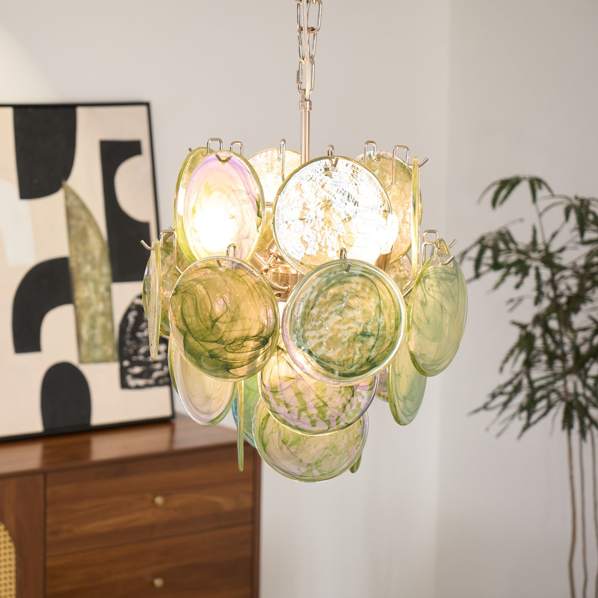 Lunaria Disc Murano Glass Chandelier