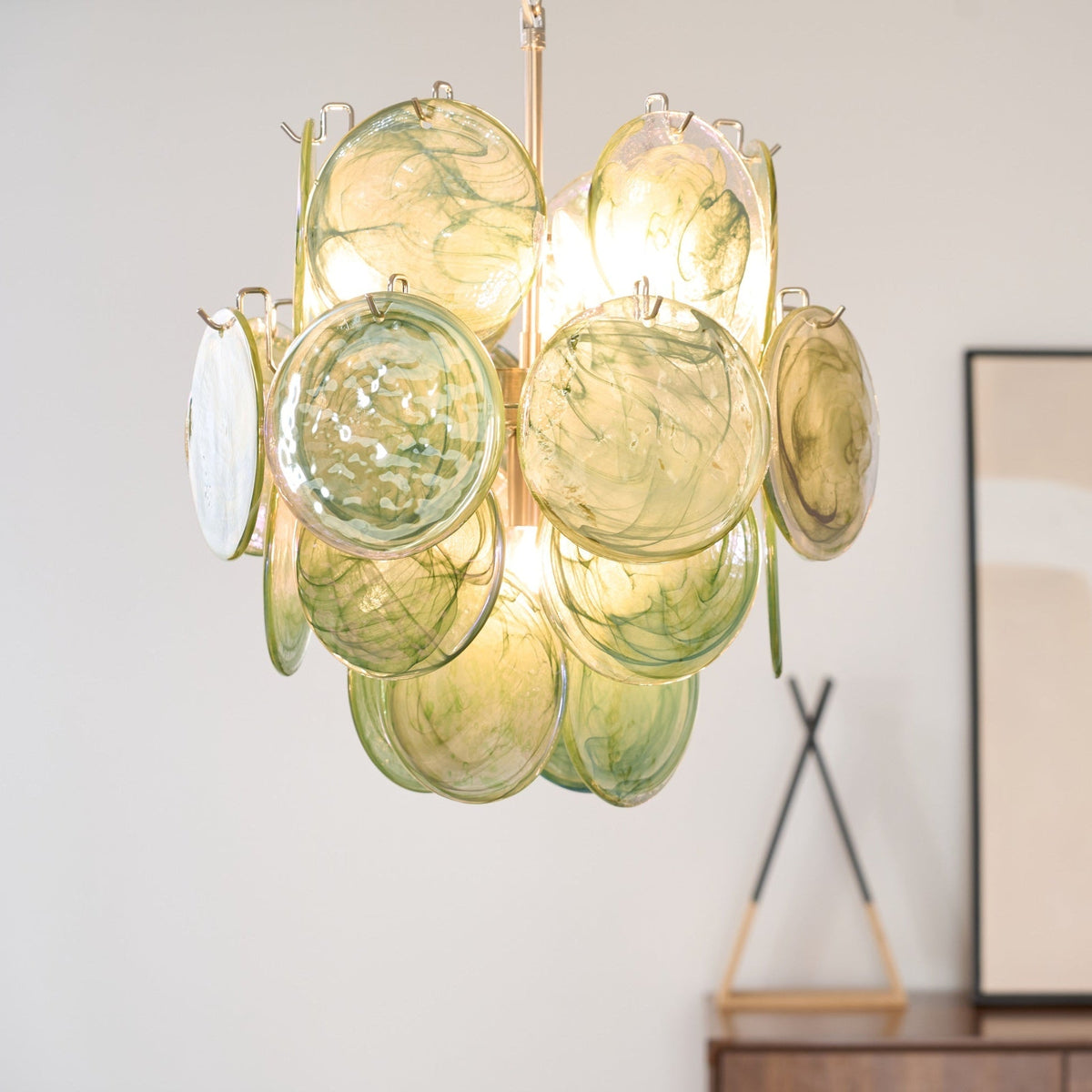 Lunaria Disc Murano Glass Chandelier