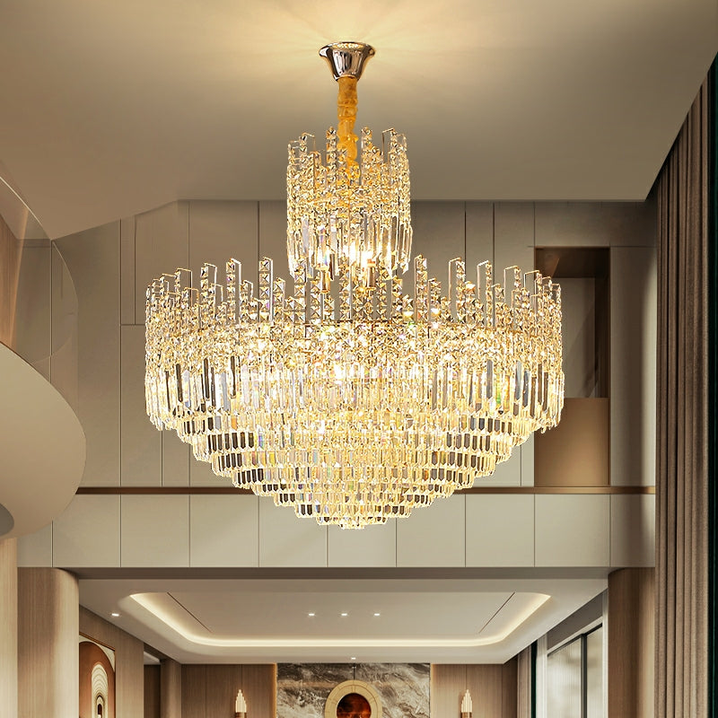 Luxury Hotel Hallway Ceiling Lighting Fixture Large Round Crystal Chandelier For Foyer Living Room Staircase Main image