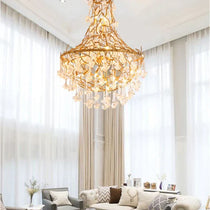 Modern Crystal Drop Brass Branch Chandelier
