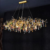 Raindrop Modern Linear Colorful Crystal Branch Chandelier