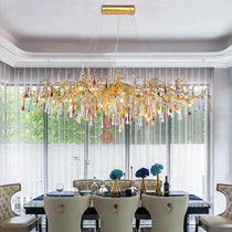 Raindrop Modern Linear Colorful Crystal Branch Chandelier