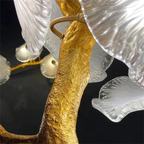 Modern Leaf Glass Flower Linear Branch Chandelier, Island Chandelier