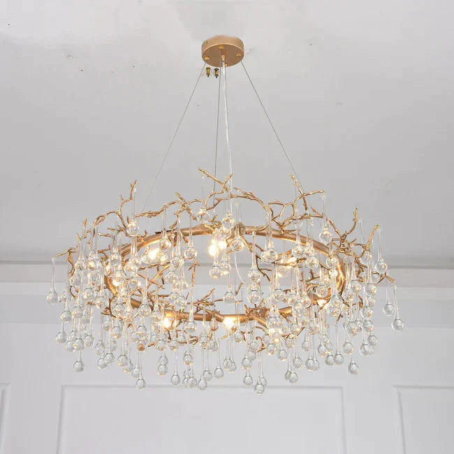 Modern Round Small Water Drop Branch Chandelier