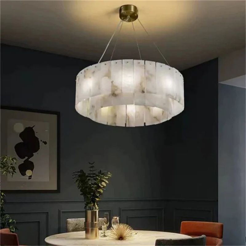 Alabaster Modern Round Chandelier 22" 30" 32" 36" 39" 47" 53"D