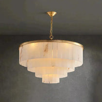 Modern Alabaster Tiered Chandelier