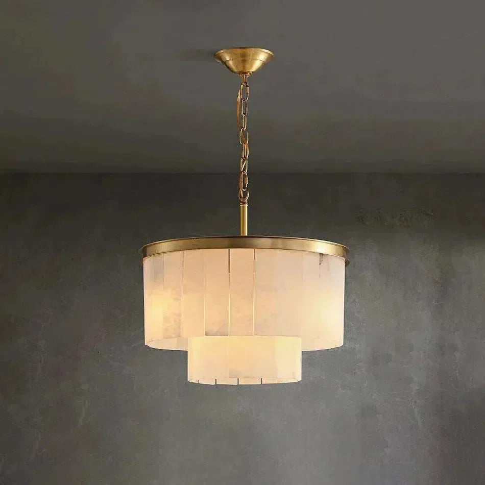 Modern Alabaster Tiered Chandelier