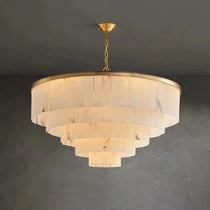 Modern Alabaster Tiered Chandelier