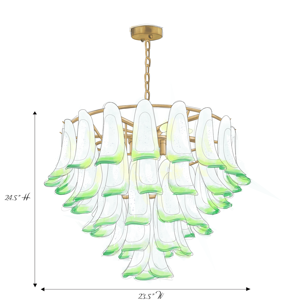 Murano Glass Mid Century Petal Chandelier