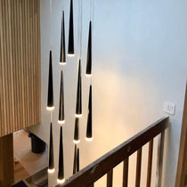 Minimalism Foyer Staircase Chandelier Ceiling Pendant Lighting Fixture For Living Room Entryway In Gold/ Black Finish