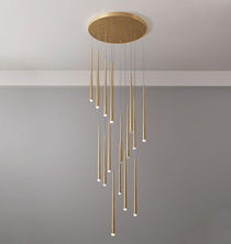 Minimalism Foyer Staircase Chandelier Ceiling Pendant Lighting Fixture For Living Room Entryway In Gold/ Black Finish