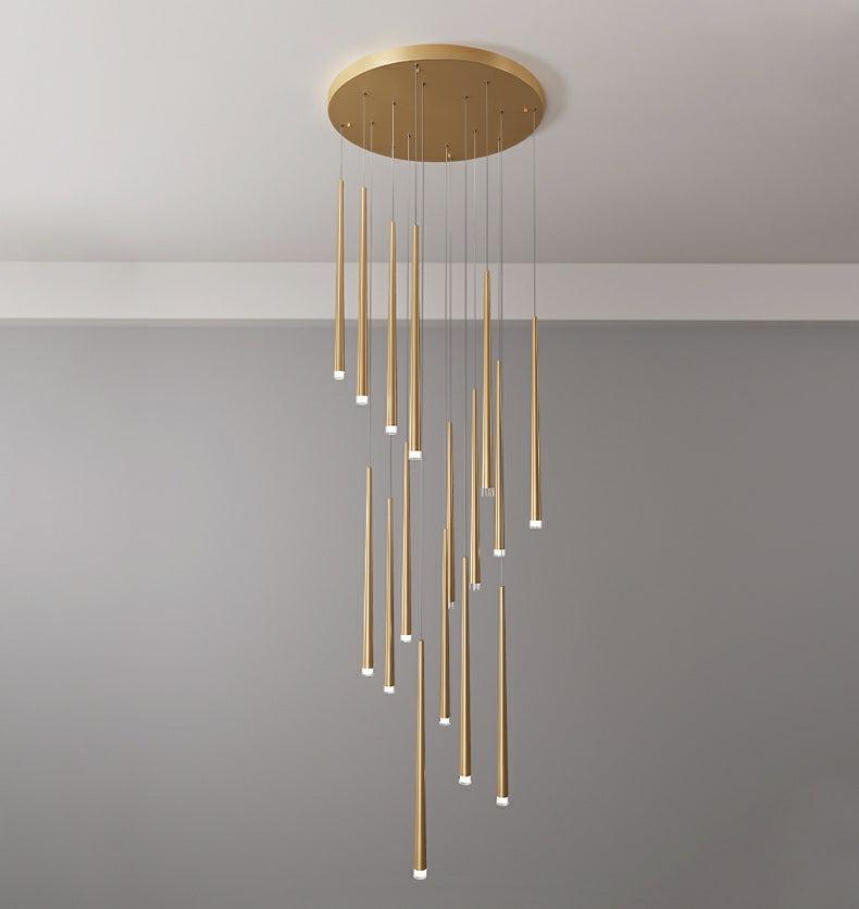 Minimalism Foyer Staircase Chandelier Ceiling Pendant Lighting Fixture For Living Room Entryway In Gold/ Black Finish