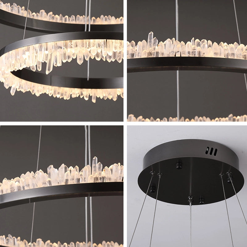 Cervine Quartz Stone Minimalistic Crystal Quartz Chandelier