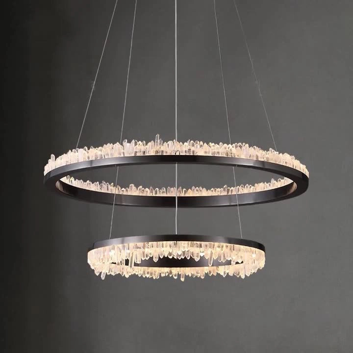 Cervine Quartz Stone Minimalistic Crystal Quartz Chandelier