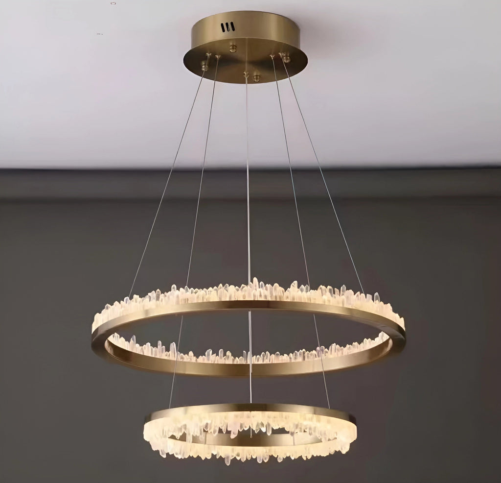 Cervine Quartz Stone Minimalistic Crystal Quartz Chandelier