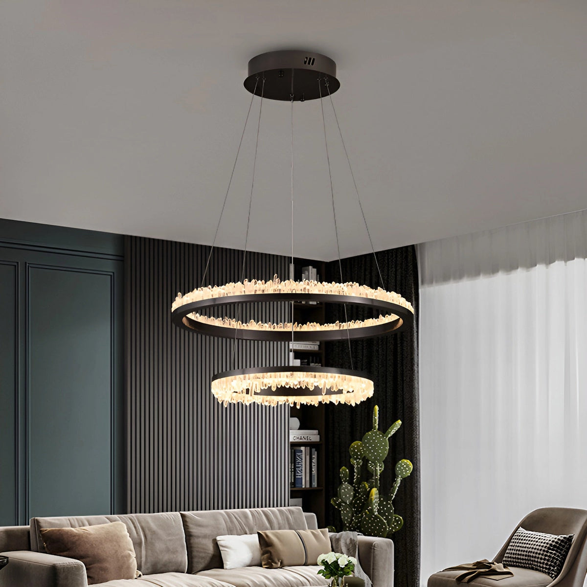 Cervine Quartz Stone Minimalistic Crystal Quartz Chandelier