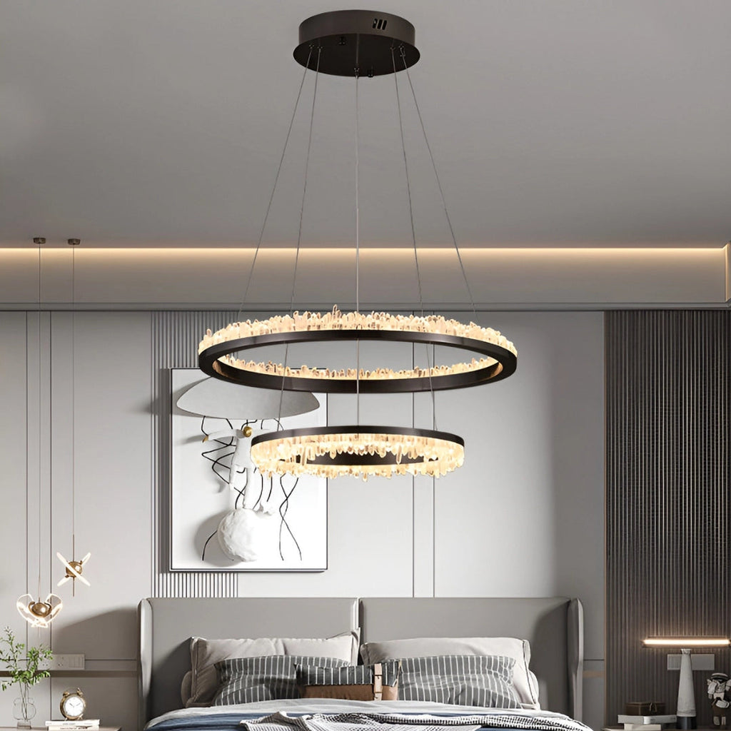 Cervine Quartz Stone Minimalistic Crystal Quartz Chandelier