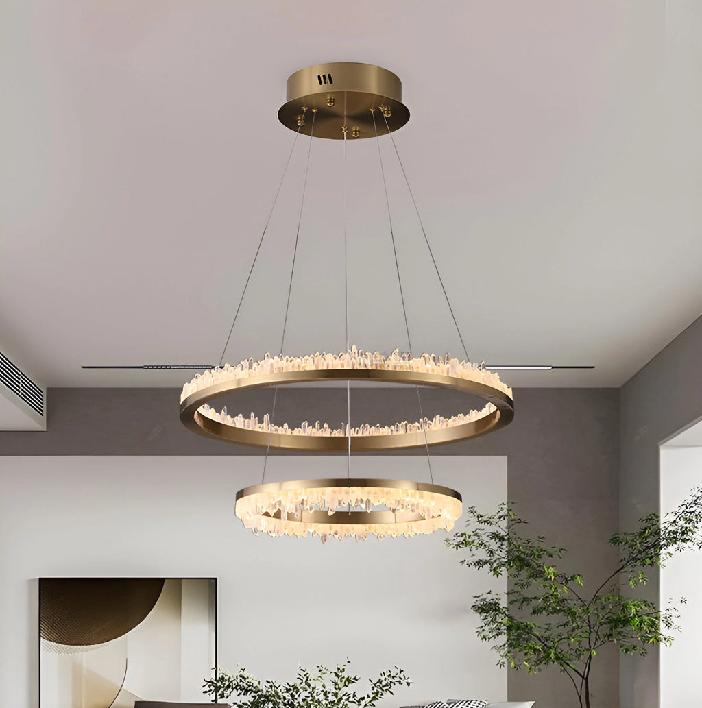 Cervine Quartz Stone Minimalistic Crystal Quartz Chandelier