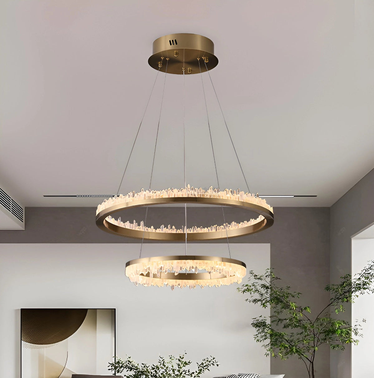 Cervine Quartz Stone Minimalistic Crystal Quartz Chandelier