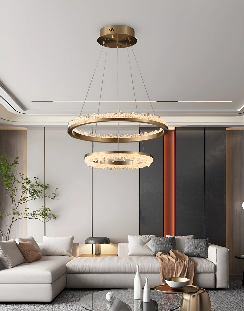 Cervine Quartz Stone Minimalistic Crystal Quartz Chandelier