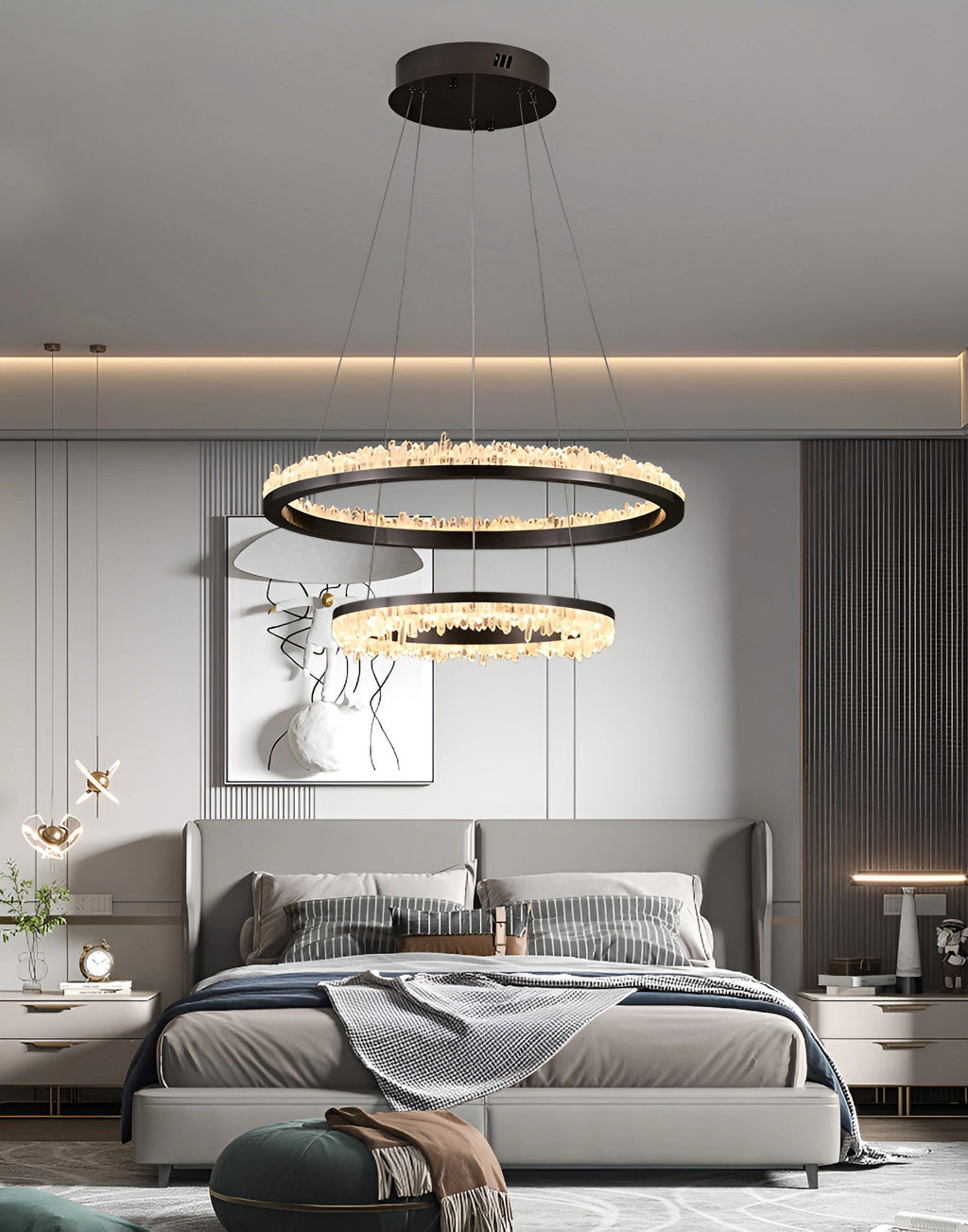 Cervine Quartz Stone Minimalistic Crystal Quartz Chandelier