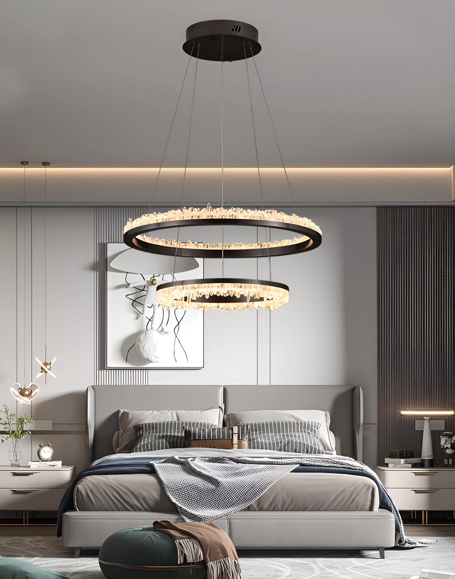 Cervine Quartz Stone Minimalistic Crystal Quartz Chandelier